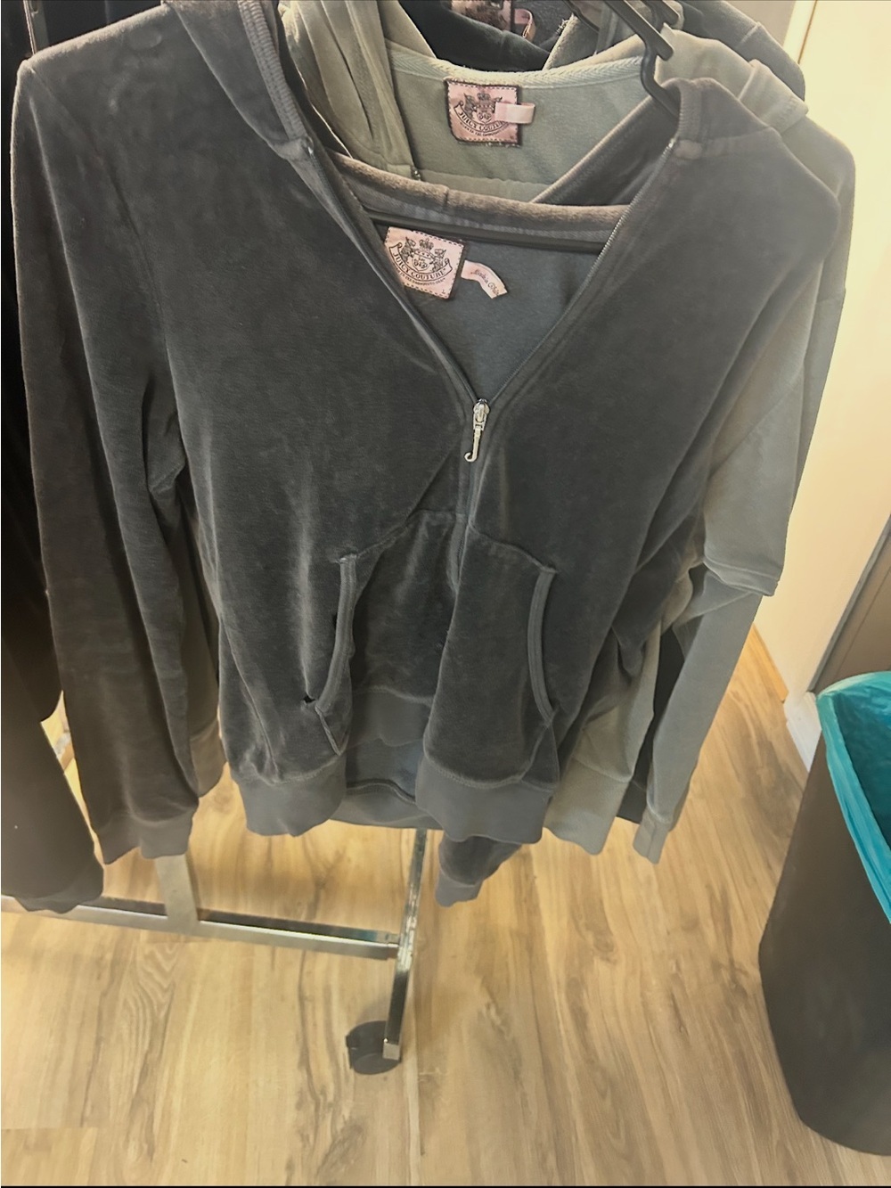 Juicy Couture Black Velvet Hoodie with Pink Graphic - Picture 3 of 3